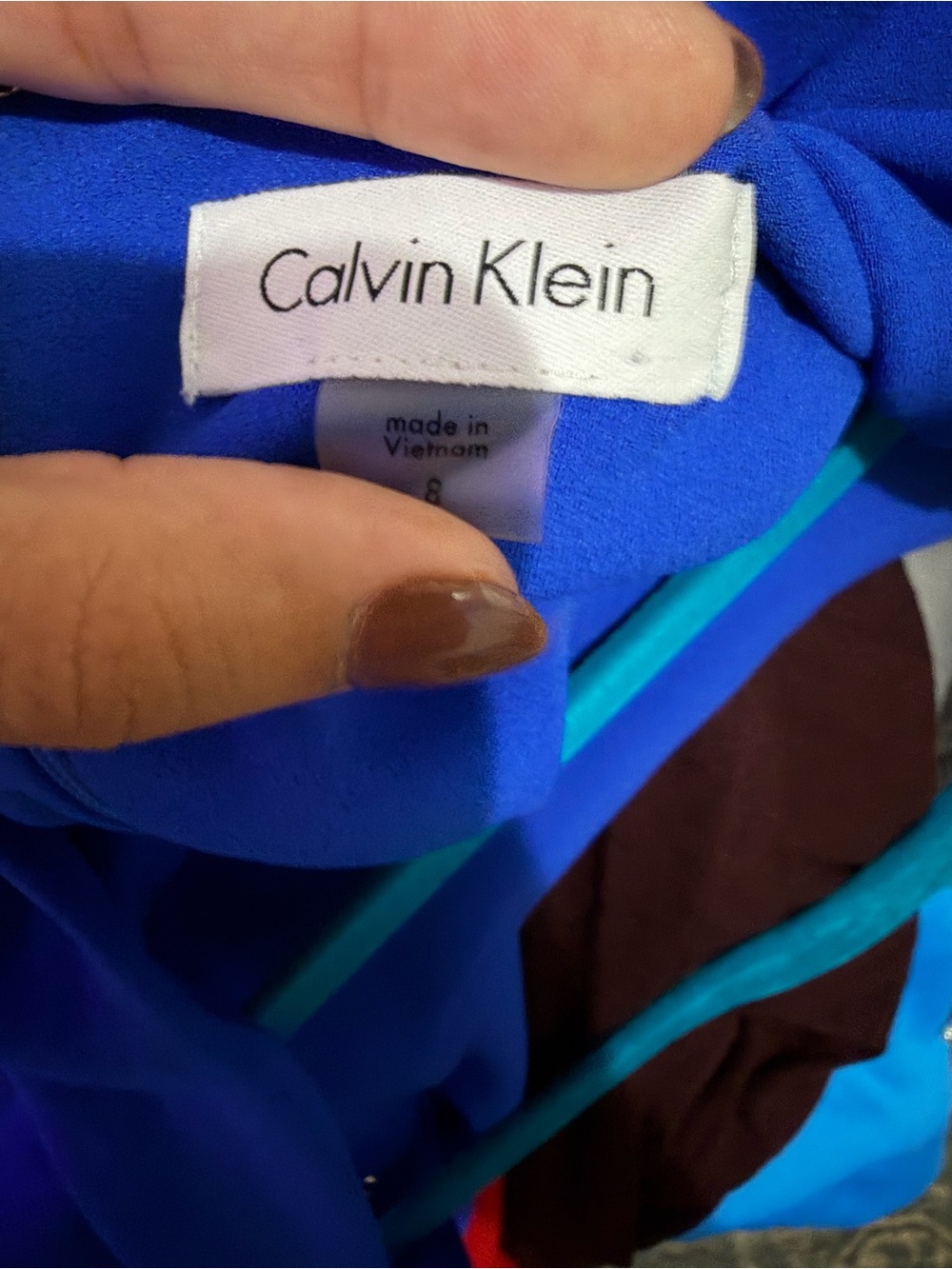 Calvin Klein Royal Blue Ruffle-Sleeve Midi Dress - Picture 3 of 3